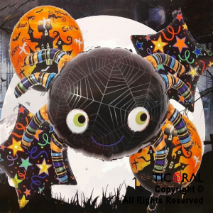 SET DE GLOBOS METALIZADO HALLOWEEN ARAÑA 5 UNIDADES X 1